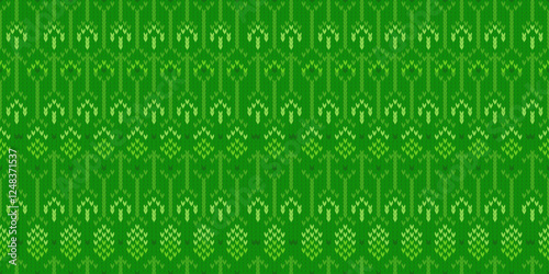 Flower design. Knitted fabric seamless pattern background.