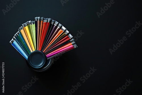 Wallpaper Mural Colorful Paintbrushes with Vibrant Paint Strokes on Black Background - Artistic Palette Concept Torontodigital.ca