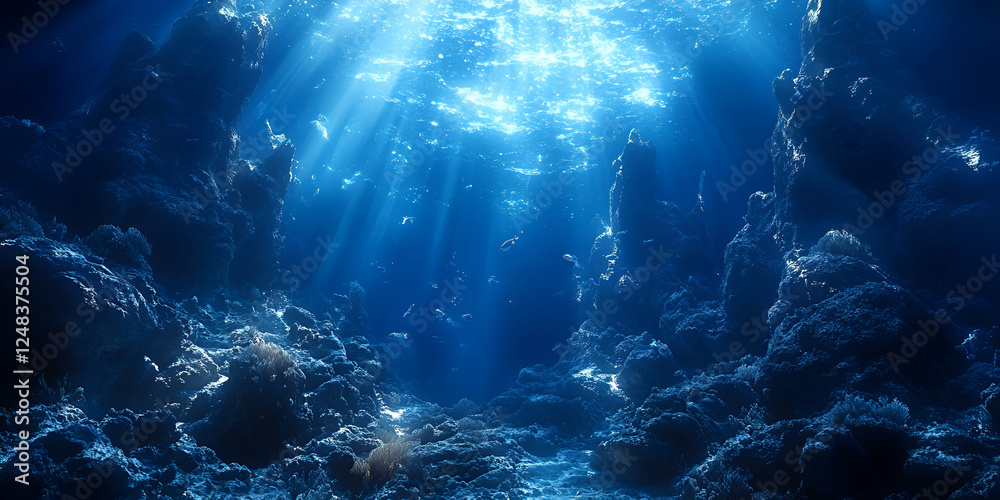 Obraz premium mesmerizing underwater scene with glowing bioluminescent coral and fish