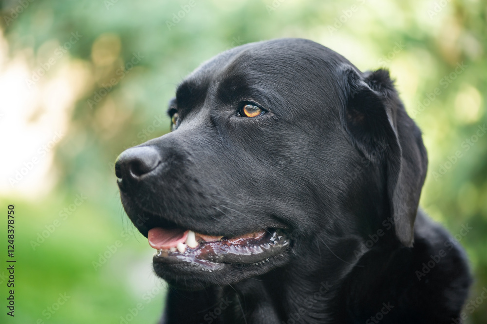 A black Labrador Retriever dog, outdoor. A black Labrador Retriever dog, outdoor.