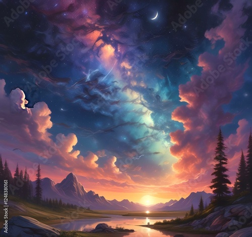 Illustration of starry sky.