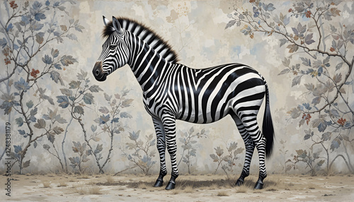 Ai generative Painting Art Digital of the zebras