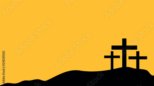 Good Friday Background with Cross Silhouette 