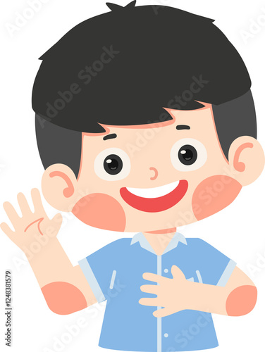 Canvas Print Kid pledging with hand on chest