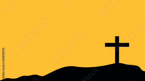 Good Friday Background with Cross Hill Silhouette 