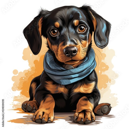 Playful Cartoon Dachshund Puppy in a Fun and Adorable Vector Style