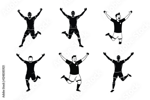 A-soccer-player-celebrating-after-scoring-a-goal black silhouette vector.