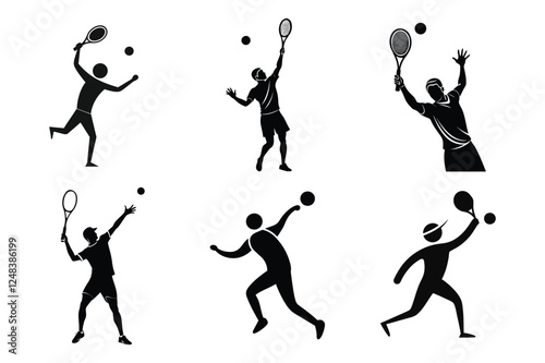 A-tennis-player-preparing-for-a-rally black silhouette vector.
