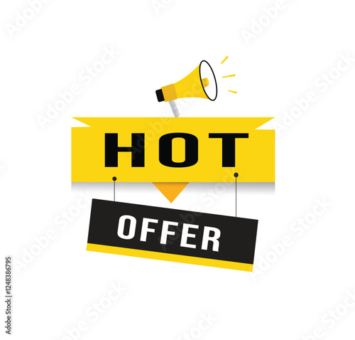 Vector design Hot offer template for banner. Label icon design element.