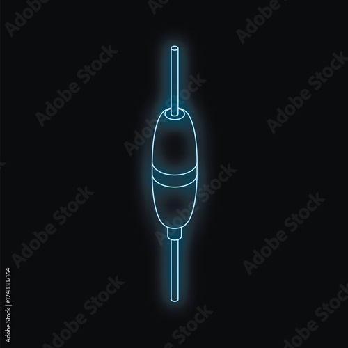 Neon fishing float glowing on a black background, perfect for fishing or outdoor enthusiasts