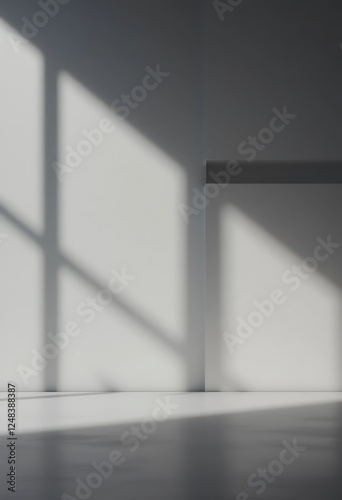 Minimalist Interior with Window Shadows: A Study in Light and Form