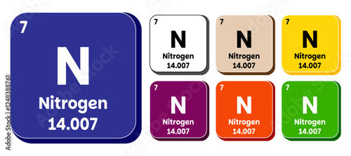 N, Nitrogen element vector icon, periodic table element. Vector illustration EPS 10 File. Isolated on white background.