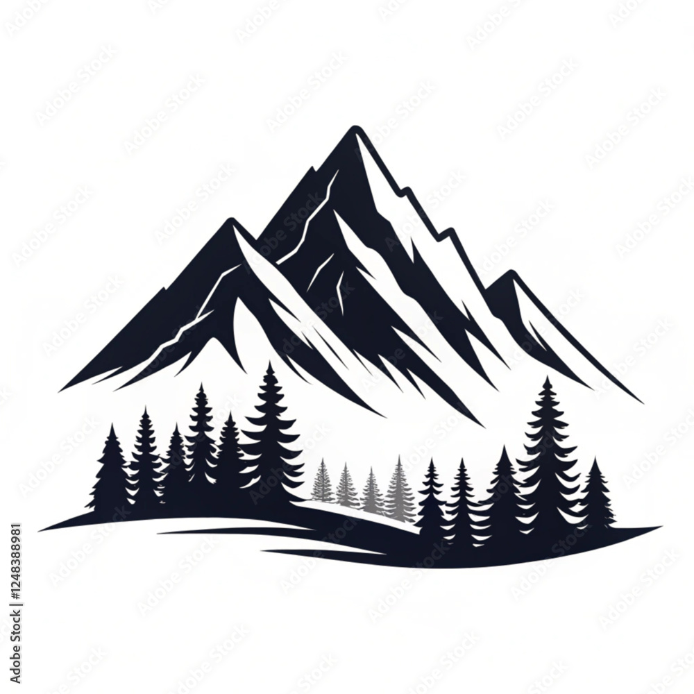 Obraz premium Minimalist Mountain silhouette vector icon 