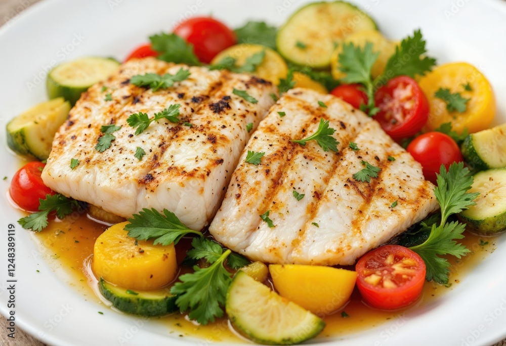 fillet of fish zhereh grilled with vegetables fillet of fish zhereh grilled with vegetables