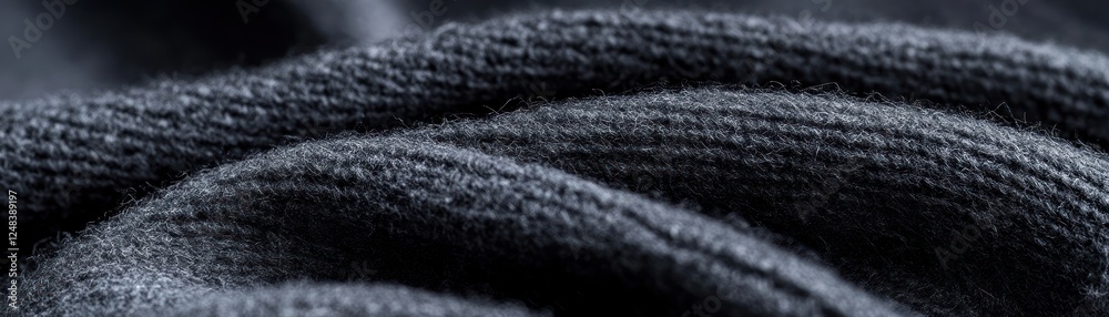Dark Gray Knitted Fabric Texture Close Up Dark Gray Knitted Fabric Texture Close Up