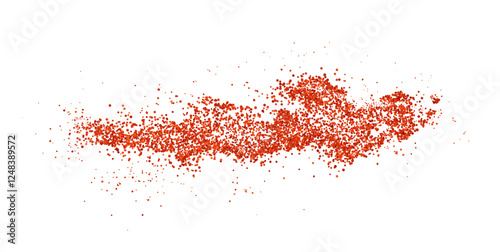 The vector illustration depicts a dynamic splatter of chili powder, dried pepper, spicy paprika, and other seasonings. Png.