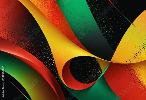 a vibrant abstract background with red, yellow, green, and black colors, a grainy noise texture, and a gradient shape, suitable for a banner, poster, header, or backdrop
