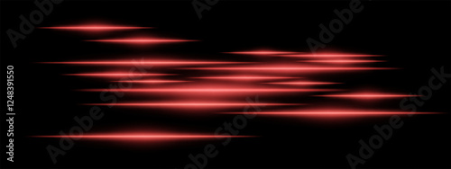 Glowing red light streaks on a black background. Horizontal neon beams create a high-speed motion effect, symbolizing futuristic technology and digital energy. Sci-fi, cyber, abstract design