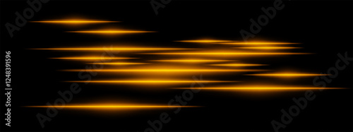 Glowing Yellow light streaks on a black background. Horizontal neon beams create a high-speed motion effect, symbolizing futuristic technology and digital energy. Sci-fi, cyber, abstract design