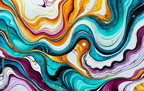 Luxurious abstract background with a wavy marble pattern created using oil and alcohol ink