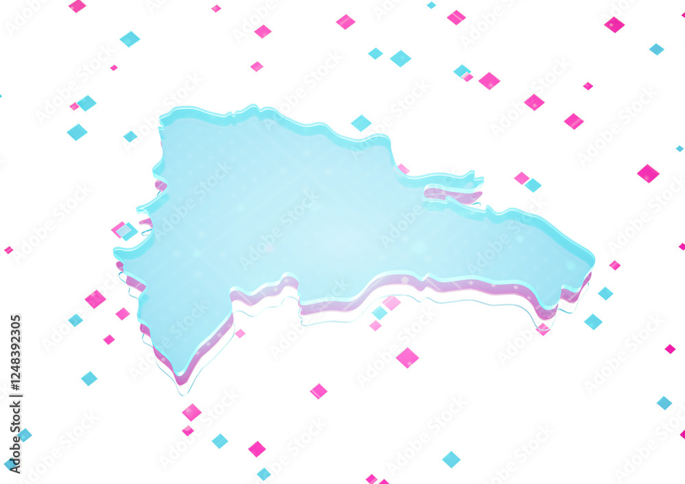 Obraz premium Illuminated Dominican Republic Data Map Neon Light On Seamless Pattern Background 3D Illustration