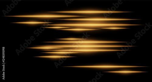 Glowing orange light streaks on a black background. Horizontal neon beams create a high-speed motion effect, representing futuristic energy and digital acceleration. Sci-fi, cyber, abstract design