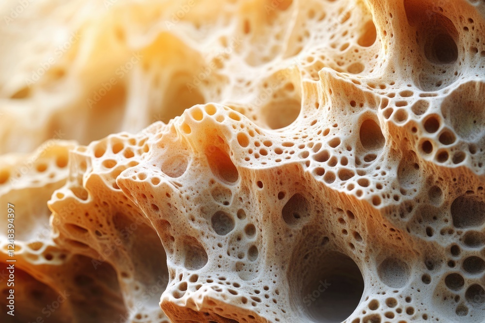 Intricate porous structure, possibly a rock formation or biological material, with numerous holes and cavities. Intricate porous structure, possibly a rock formation or biological material, with numerous holes and cavities.