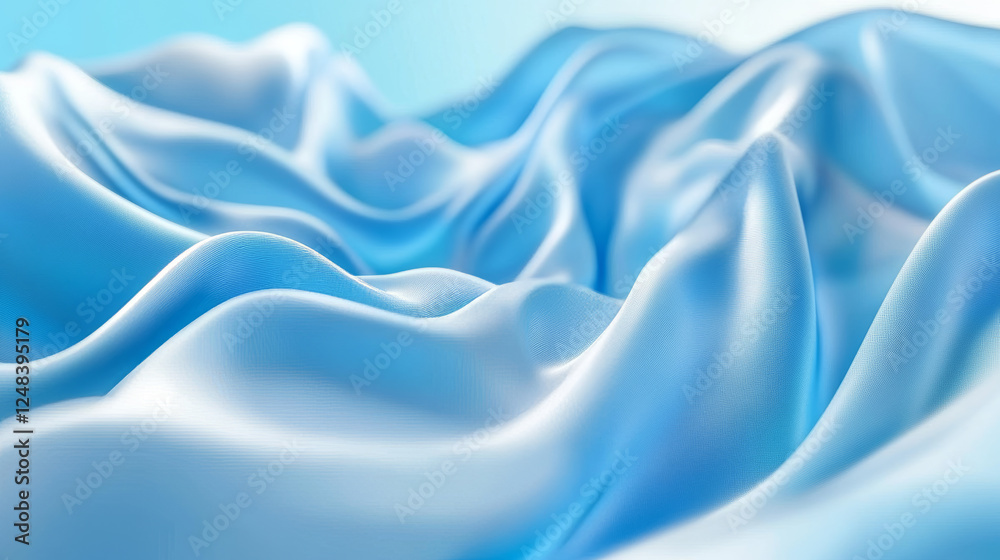 Obraz premium Close up of blue cloth with blurry background 3d render illustration. 3D Illustration