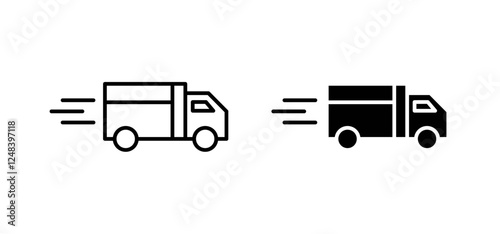 Truck icons pack vectors in black flat and strokes