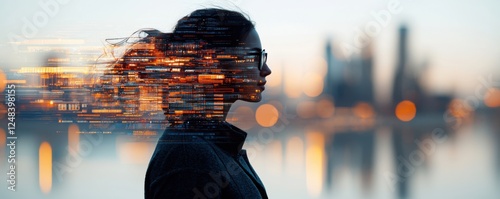 Blurred and distorted cityscape with vibrant lights and bokeh effects symbolizing the rapid advancements and transformative power of technology and financial innovation in the modern urban landscape