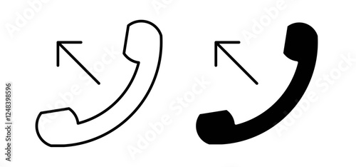 Call outgoing icons pack vectors in black flat and strokes