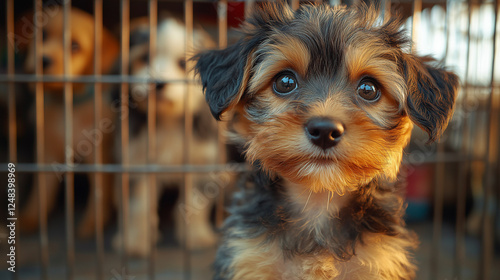 Soulful Stare: A Rescue Puppy’s Hopeful Gaze photo