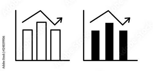 Chart histogram icons pack vectors in black flat and strokes