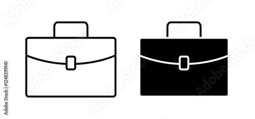 Briefcase icons pack vectors in black flat and strokes