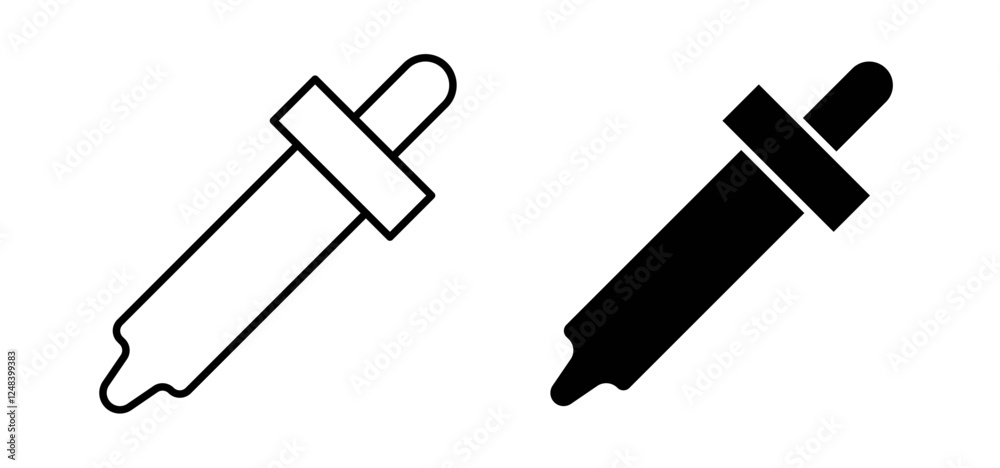 Eye dropper icons pack vectors in black flat and strokes Eye dropper icons pack vectors in black flat and strokes