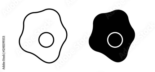 Egg fried icons pack vectors in black flat and strokes