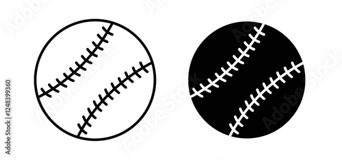 Baseball icons pack vectors in black flat and strokes