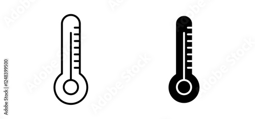 Thermometer half icons pack vectors in black flat and strokes