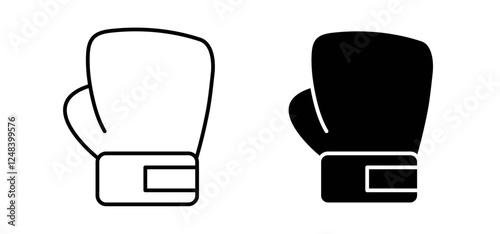 Boxing glove icons pack vectors in black flat and strokes