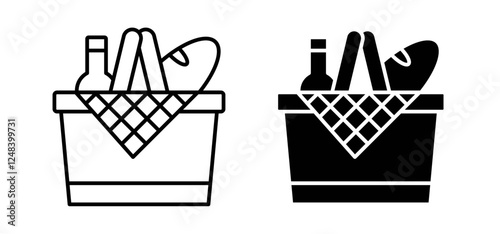 Picnic icons pack vectors in black flat and strokes
