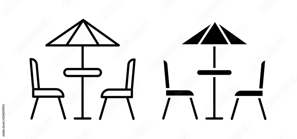 Terrace icons pack vectors in black flat and strokes Terrace icons pack vectors in black flat and strokes