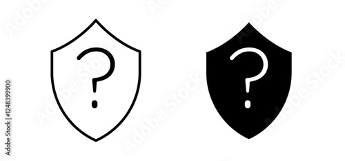 Shield interrogation icons pack vectors in black flat and strokes