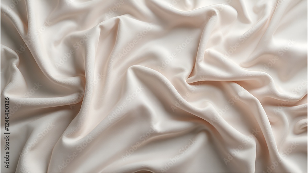 Obraz premium Elegant ivory satin fabric with soft folds – Luxurious smooth satin fabric in a soft ivory shade with flowing folds. Perfect for fashion, luxury, or elegant backgrounds.
