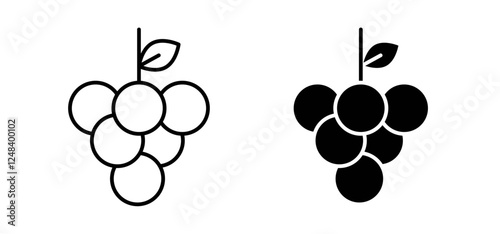 Grape icons pack vectors in black flat and strokes