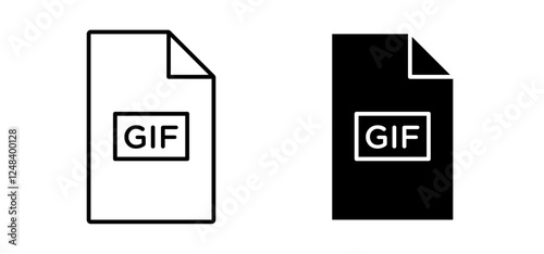 Gif icons pack vectors in black flat and strokes