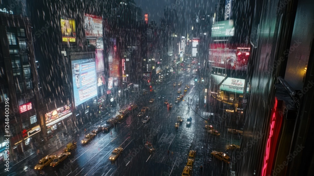 Rainy Night Cityscape Traffic And Lights Rainy Night Cityscape Traffic And Lights