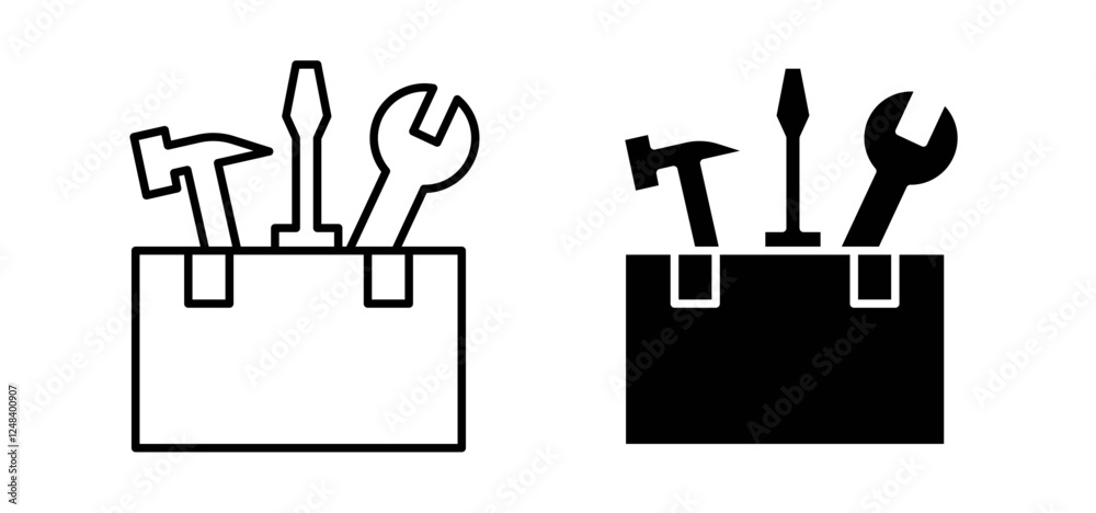 Obraz premium Toolbox icons pack vectors in black flat and strokes