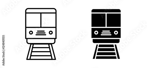 Train icons pack vectors in black flat and strokes