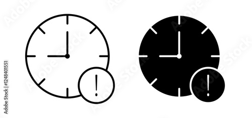 Alarm exclamation icons pack vectors in black flat and strokes