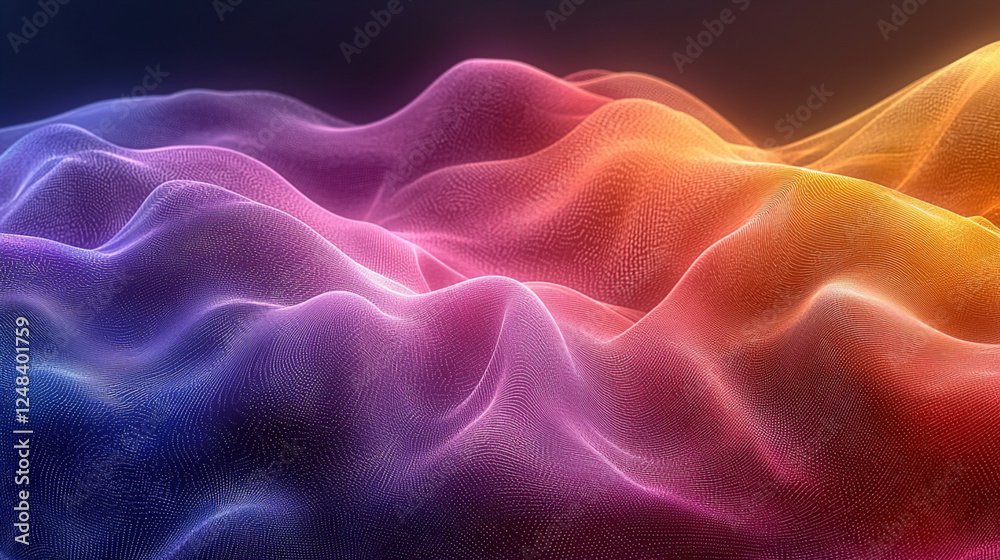 Obraz premium Digital abstract waves create a colorful landscape of flowing gradients in a mesmerizing visual display. Generative AI
